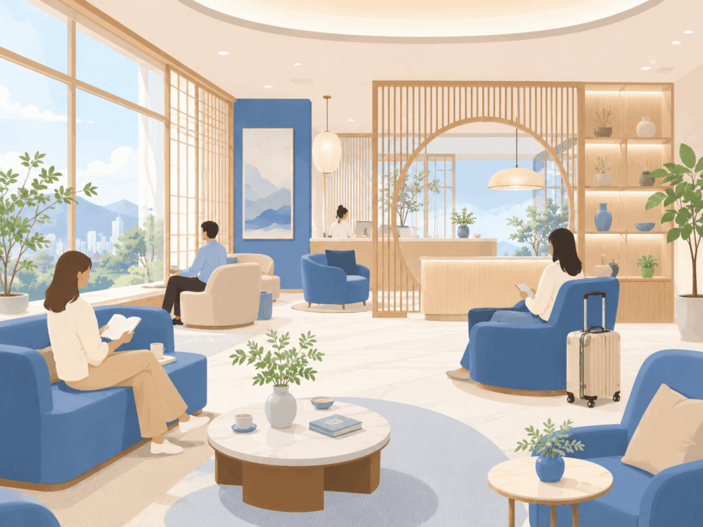 international patient lounge at a Korean hospital medical tourism center
